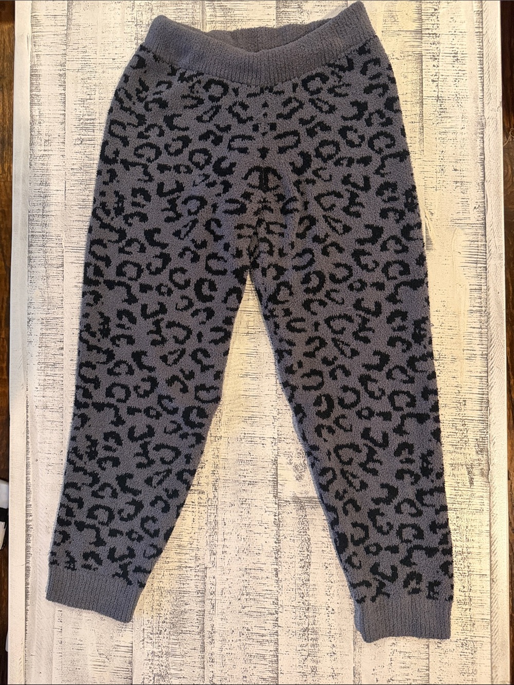 Women's Grey Leopard Print Knit Joggers